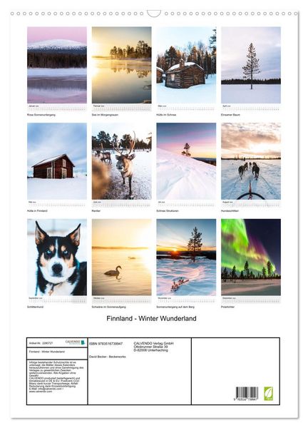 Produktbild: Finnland - Winter Wunderland (Wandkalender 2026 DIN A2 hoch), CALVENDO Monatskalender