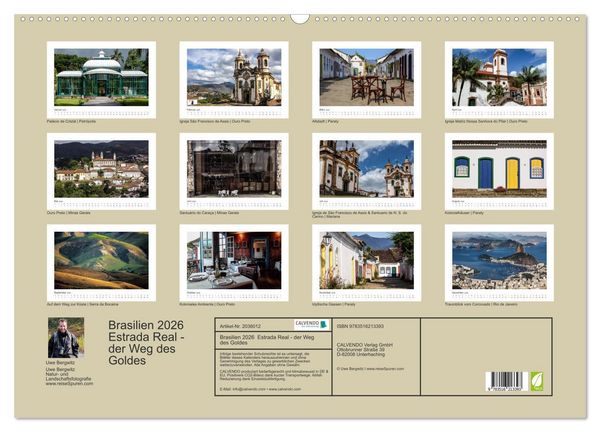 Produktbild: Brasilien 2026 Estrada Real - der Weg des Goldes (Wandkalender 2026 DIN A2 quer), CALVENDO Monatskalender