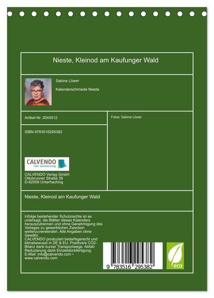 Produktbild: Nieste, Kleinod am Kaufunger Wald (Tischkalender 2026 DIN A5 hoch), CALVENDO Monatskalender
