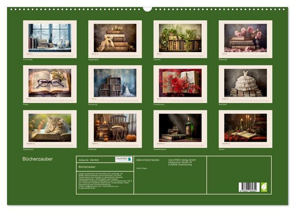 Produktbild: B&uuml;cherzauber (Wandkalender 2026 DIN A2 quer), CALVENDO Monatskalender