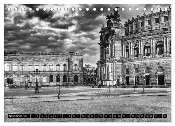 Produktbild: Dresden Faszination Schwarz Weiss (Tischkalender 2026 DIN A5 quer), CALVENDO Monatskalender