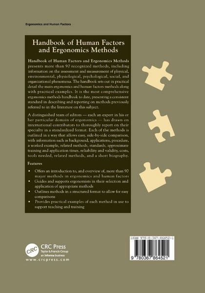 Produktbild: Handbook of Human Factors and Ergonomics Methods