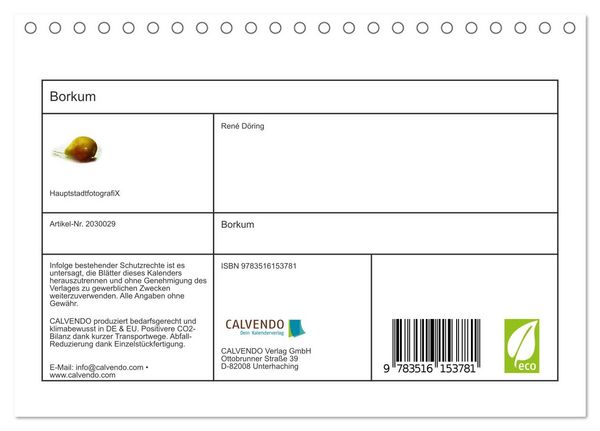 Produktbild: Borkum (Tischkalender 2026 DIN A5 quer), CALVENDO Monatskalender