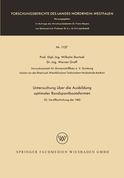 Produktbild: Untersuchung &uuml;ber die Ausbildung optimaler Rundspantbootsformen