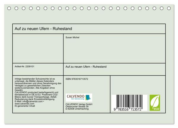 Produktbild: Auf zu neuen Ufern - Ruhestand (Tischkalender 2026 DIN A5 quer), CALVENDO Monatskalender