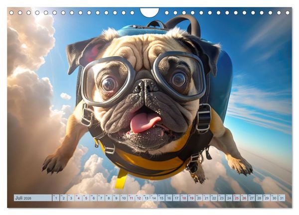 Produktbild: Hunde Skydiving (Wandkalender 2026 DIN A4 quer), CALVENDO Monatskalender