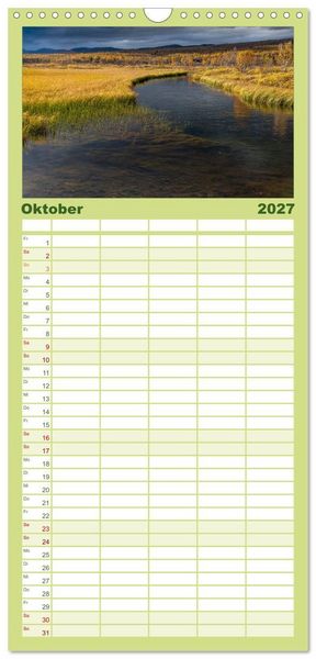 Produktbild: Familienplaner 2027 - Norwegische Landschaften mit 5 Spalten (Wandkalender, 21 x 45 cm) CALVENDO