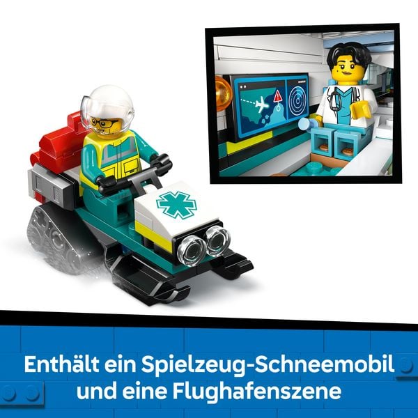 Produktbild: LEGO City Notfallrettungsflugzeug, Set mit Flieger und Schneemobil 60465