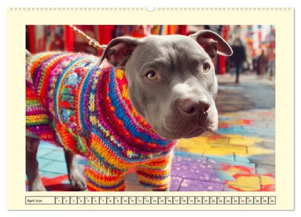 Produktbild: Pit Bull Terrier. Zwischen Wildblumen und Gro&szlig;stadtglanz (hochwertiger Premium Wandkalender 2026 DIN A2 quer), Kunstdruck in Hochglanz
