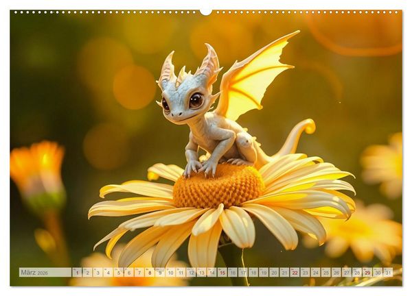 Produktbild: Regenbogenschuppen - Die geheime Welt der magischen Miniatur Drachen (Wandkalender 2026 DIN A2 quer), CALVENDO Monatskalender