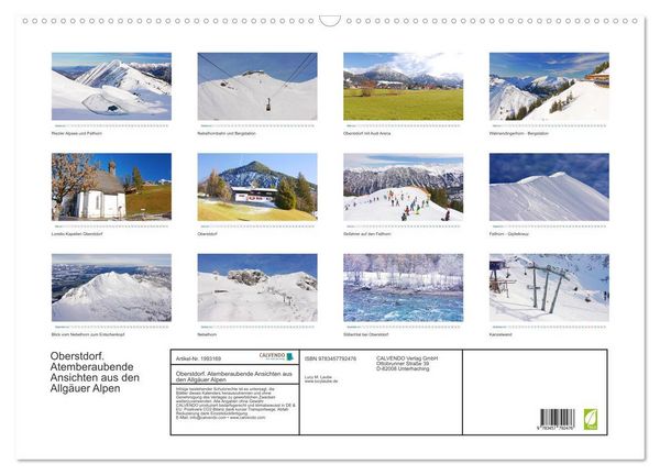 Produktbild: Oberstdorf. Atemberaubende Ansichten aus den Allg&auml;uer Alpen (Wandkalender 2026 DIN A2 quer), CALVENDO Monatskalender