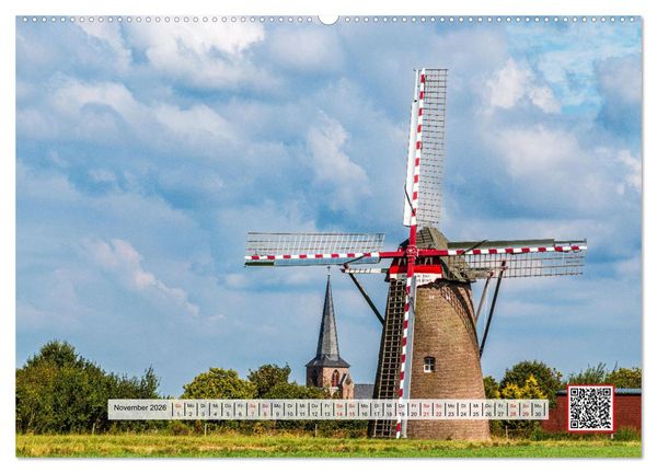 Produktbild: Die sch&ouml;nsten Windm&uuml;hlen am Niederrhein (hochwertiger Premium Wandkalender 2026 DIN A2 quer), Kunstdruck in Hochglanz