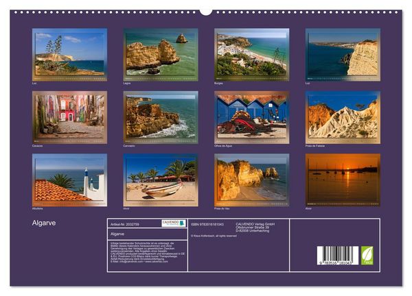 Produktbild: Algarve (hochwertiger Premium Wandkalender 2026 DIN A2 quer), Kunstdruck in Hochglanz