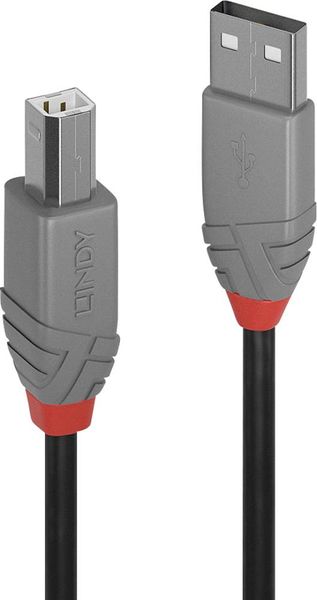 LINDY USB-Kabel USB 2.0 USB-A Stecker, USB-B Stecker 3.00m Schwarz 36674