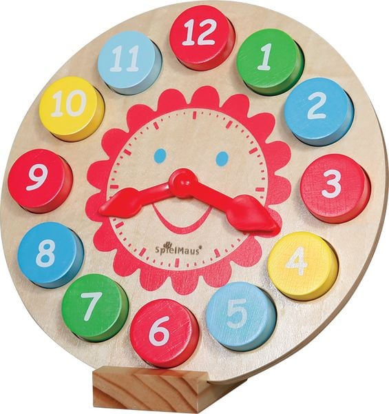 Produktbild: SpielMaus Holz Lernuhr