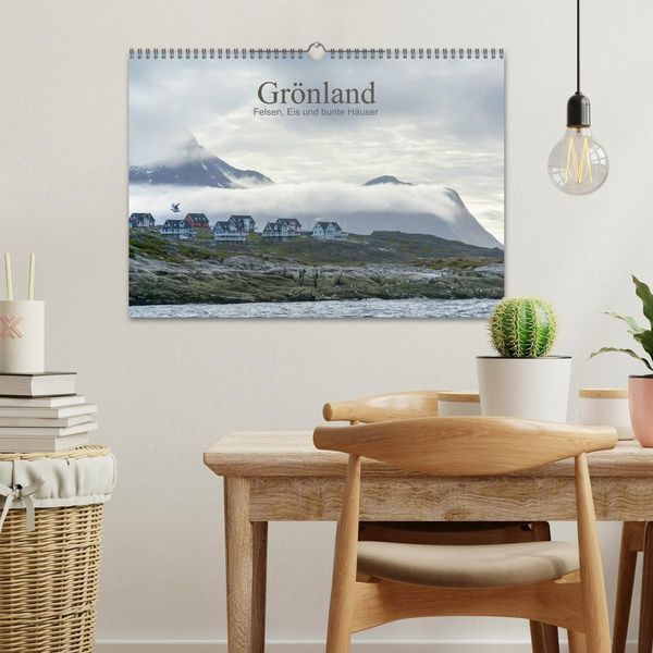 Produktbild: Gr&ouml;nland - Felsen, Eis und bunte H&auml;user (Wandkalender 2026 DIN A3 quer), CALVENDO Monatskalender
