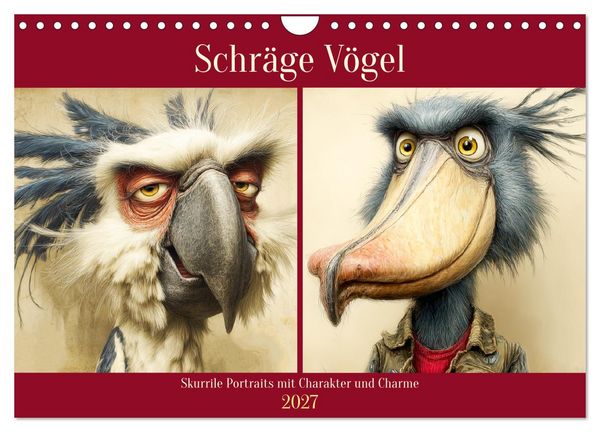 Produktbild: Schr&auml;ge V&ouml;gel. Skurrile Portraits mit Charakter und Charme (Wandkalender 2027 DIN A4 quer), CALVENDO Monatskalender