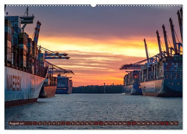 Produktbild: Magic Nights Containerschiffe (hochwertiger Premium Wandkalender 2027 DIN A2 quer), Kunstdruck in Hochglanz