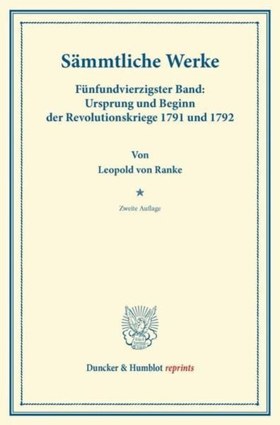 Sämmtliche Werke., Taschenbuch von Leopold Ranke, Duncker & Humblot, 9783428168927