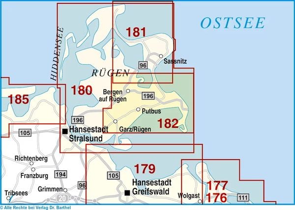 Produktbild: Insel R&uuml;gen: Bergen, G&ouml;hren, Baabe, Binz, Sellin und Umgebung Radwander- und Wanderkarte 1 : 35 000