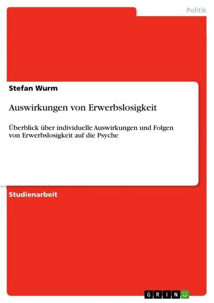 Produktbild: Auswirkungen von Erwerbslosigkeit