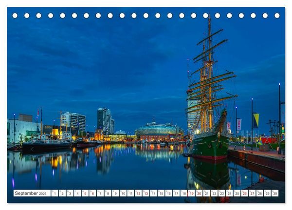 Produktbild: Bremen und Bremerhaven - Nachtaufnahmen (Tischkalender 2026 DIN A5 quer), CALVENDO Monatskalender
