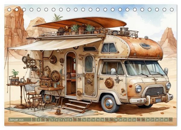 Produktbild: Steampunk Wohnmobile (Tischkalender 2026 DIN A5 quer), CALVENDO Monatskalender