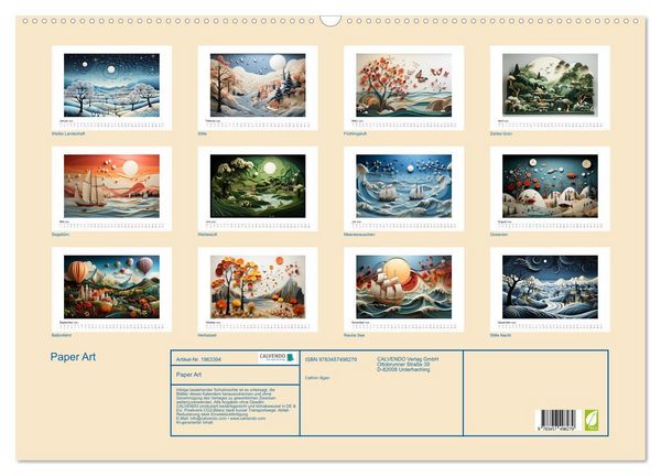 Produktbild: Paper Art (Wandkalender 2026 DIN A2 quer), CALVENDO Monatskalender