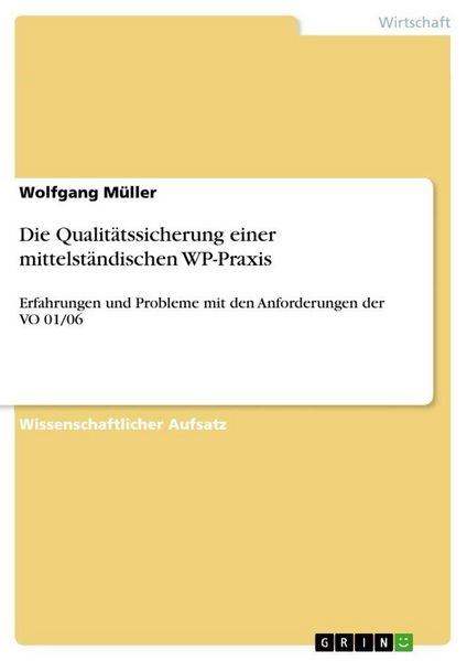 Produktbild: Die Qualit&auml;tssicherung einer mittelst&auml;ndischen WP-Praxis
