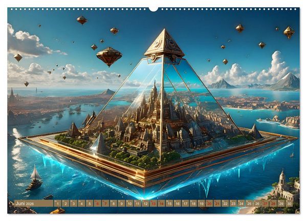 Produktbild: Steampunk Pyramidenwelt (hochwertiger Premium Wandkalender 2026 DIN A2 quer), Kunstdruck in Hochglanz