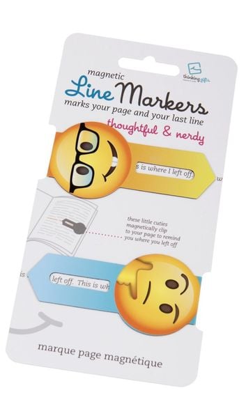 Produktbild: Line Markers Emoji Thoughtful & Nerdy &ndash; Magnetische Lesezeichen