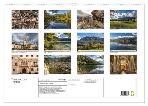 Produktbild: Trient und das Trentino (Wandkalender 2026 DIN A2 quer), CALVENDO Monatskalender
