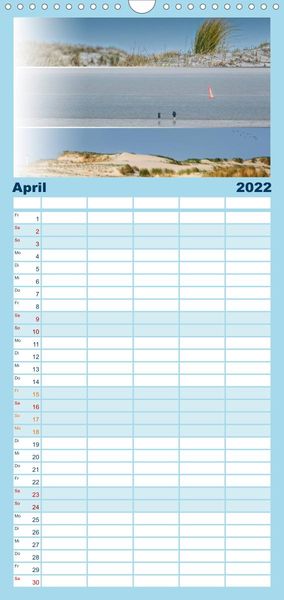 Produktbild: Familienplaner K&uuml;stenstreifen an der Nordsee (Wandkalender 2022 , 21 cm x 45 cm, hoch)