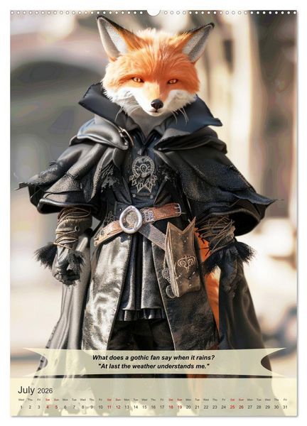 Produktbild: Funny animals in gothic style (High Quality Premium Wall Calendar 2026 DIN A2 portrait),CALVENDO 12 Month Wall Calendar
