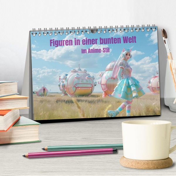Produktbild: Figuren in einer bunten Welt - Im Anime-Stil (Tischkalender 2026 DIN A5 quer), CALVENDO Monatskalender