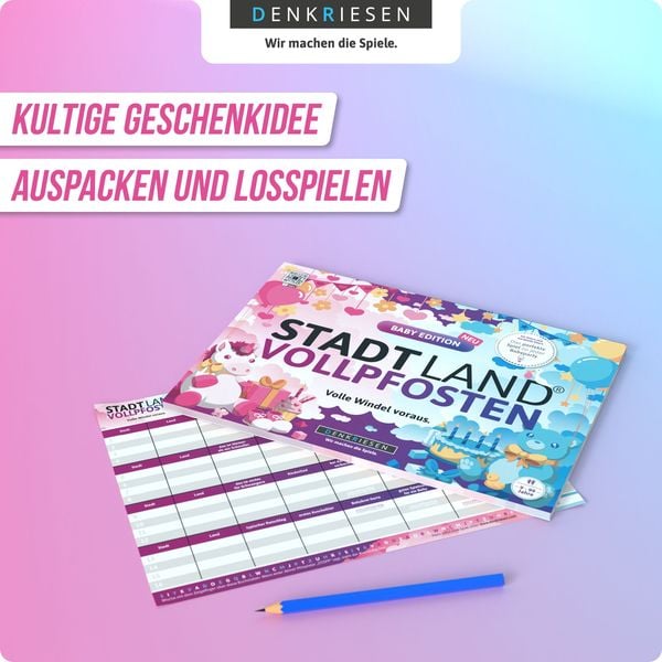 Denkriesen - Stadt Land Vollpfosten® - Baby Edition - "volle Windel Voraus." - A4