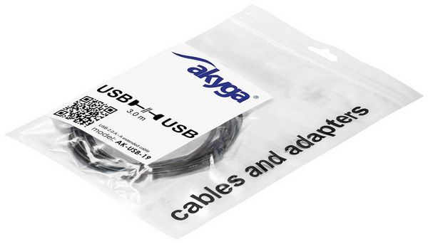 Produktbild: Akyga USB-Kabel USB-A Stecker, USB-A Buchse 3.00m Schwarz AK-USB-19