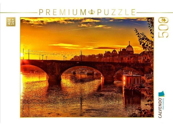 CALVENDO Puzzle Sonnenaufgang über der Elbe in Dresden | 500 Teile Lege-Größe 48 × 36 cm Foto-Puzzle für Erwachsene