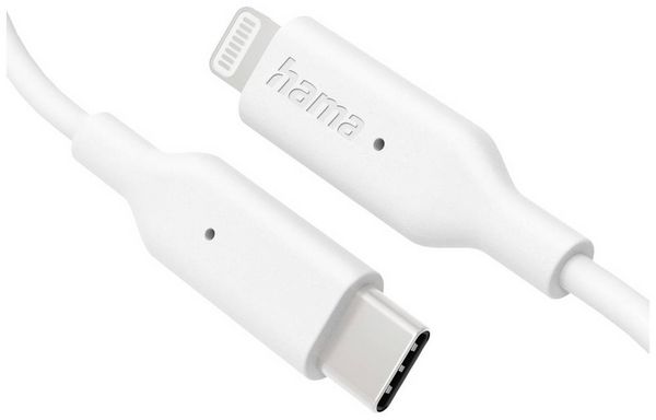 Produktbild: Hama USB-Ladekabel USB 2.0 Apple Lightning Stecker, USB-C&reg; Stecker 1.00m Wei&szlig; 00201598