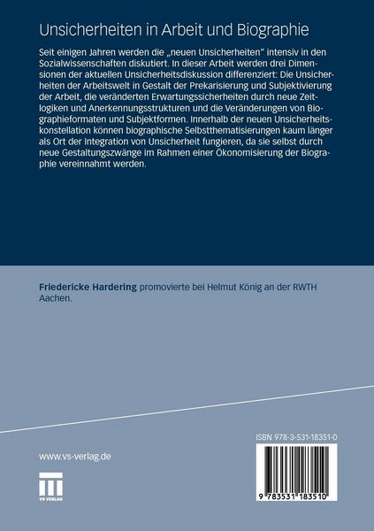 Produktbild: Unsicherheiten in Arbeit und Biographie