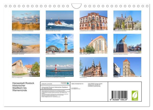 Produktbild: Hansestadt Rostock Historischer Stadtkern bis Warnem&uuml;nde (Wandkalender 2027 DIN A4 quer), CALVENDO Monatskalender