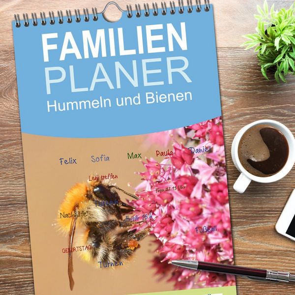 Produktbild: Familienplaner 2026 - Hummeln und Bienen mit 5 Spalten (Wandkalender, 21 x 45 cm) CALVENDO