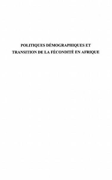 Produktbild: Politiques Demographiques Et Transition De La Fecondite En a