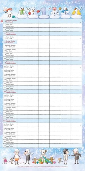 Produktbild: Familienplaner Cartoon 2026 - Broschürenkalender 30x30 cm (30x60 geöffnet) - Kalender mit Platz für Notizen - 6 Spalten - Bildkalender - Wandkalender
