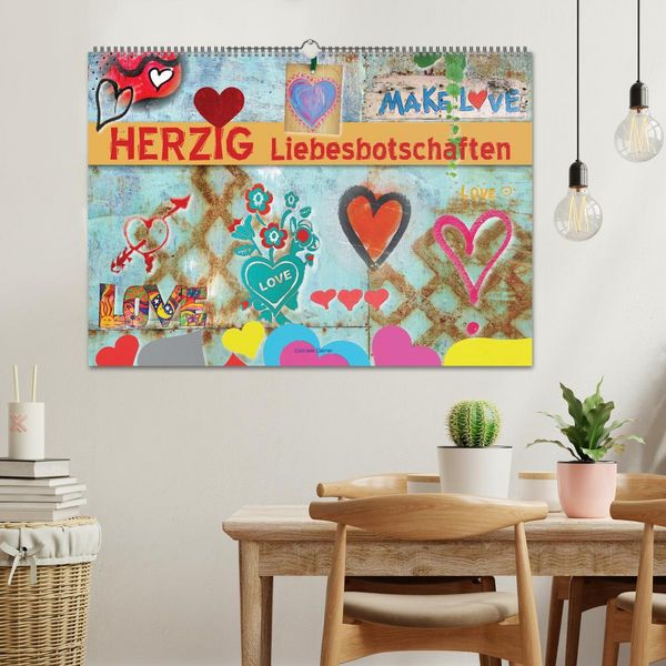 Produktbild: Herzig Liebesbotschaften (Wandkalender 2026 DIN A2 quer), CALVENDO Monatskalender