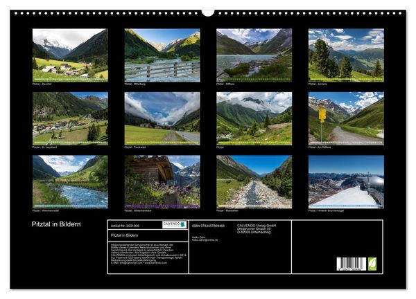 Produktbild: Pitztal in Bildern (Wandkalender 2026 DIN A2 quer), CALVENDO Monatskalender