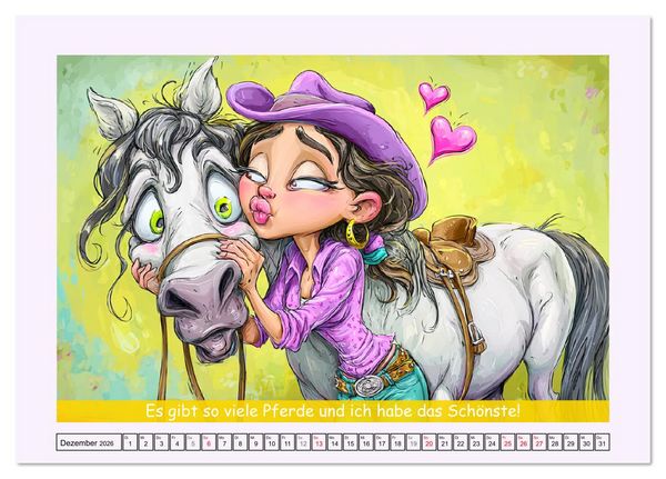 Produktbild: Frauen und Pferde. Lustige Cartoons und witzige Spr&uuml;che (Tischkalender 2026 DIN A5 quer), CALVENDO Monatskalender