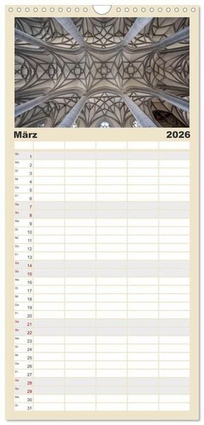 Produktbild: Familienplaner 2026 - Gew&ouml;lbe des Glaubens &ndash; Kirchendecken Europas mit 5 Spalten (Wandkalender, 21 x 45 cm) CALVENDO