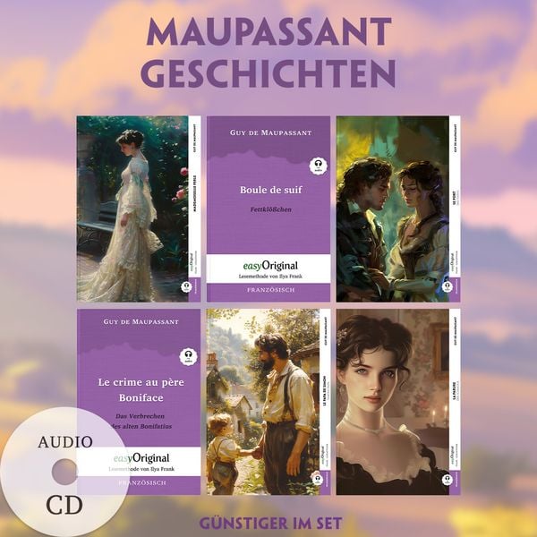 Produktbild: 6 Maupassant Geschichten (6 Bücher + Audio-CDs)- Frank-Lesemethode - Kommentierte zweisprachige Ausgabe Französisch-Deutsch