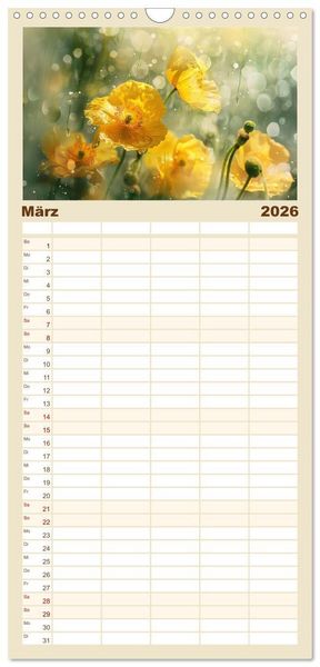 Produktbild: Familienplaner 2026 - Bezaubernde Mohnblumen mit 5 Spalten (Wandkalender, 21 x 45 cm) CALVENDO